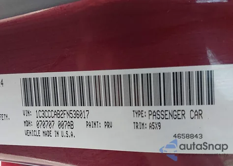 2015 Chrysler 200 Limited из США, поврежденный, VIN 1C3CCCAB2FN536017